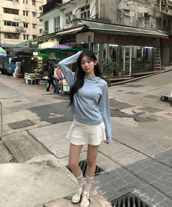 ボタンフードトップス SKY BLUE