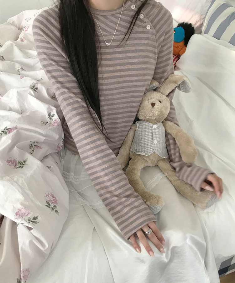 ボタンフードトップス NUDE PINK