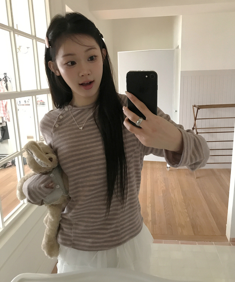 ボタンフードトップス NUDE PINK