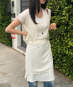 シースルーラップレイヤードワンピース IVORY