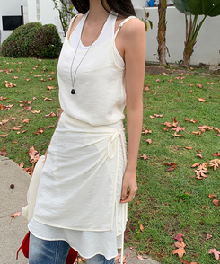 シースルーラップレイヤードワンピース IVORY