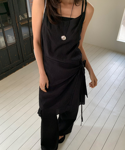 シースルーラップレイヤードワンピース BLACK