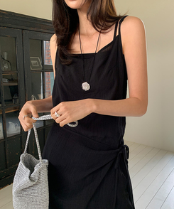 シースルーラップレイヤードワンピース BLACK