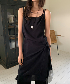 シースルーラップレイヤードワンピース BLACK