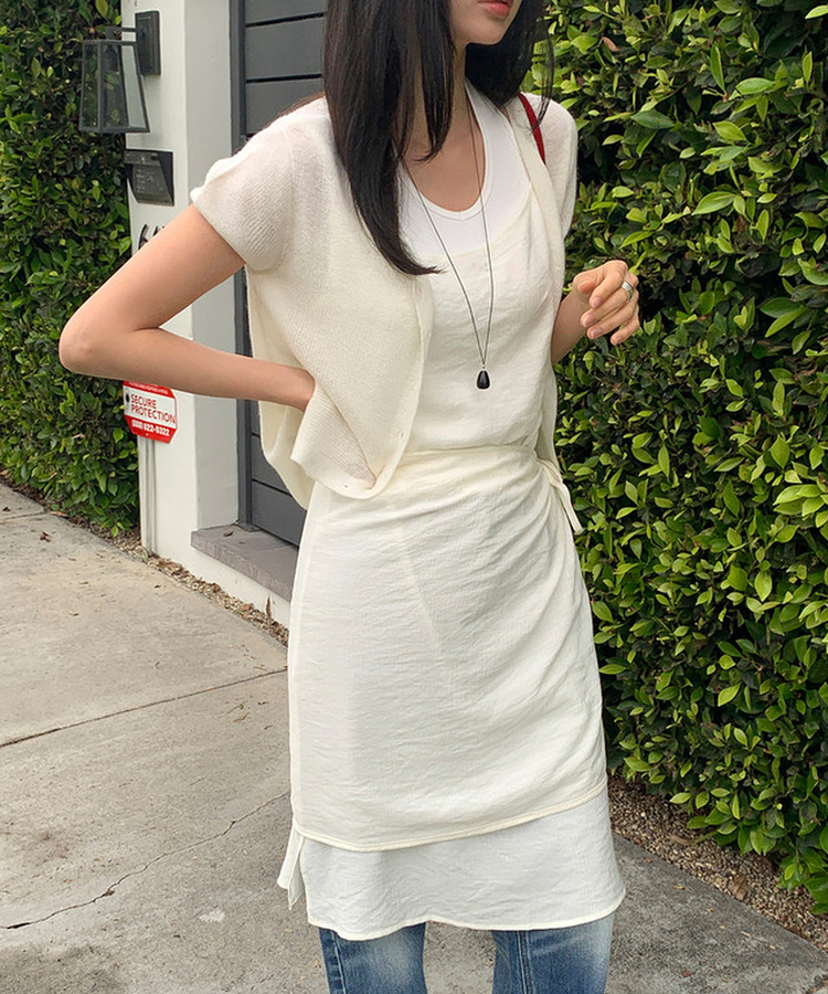 シースルーラップレイヤードワンピース IVORY