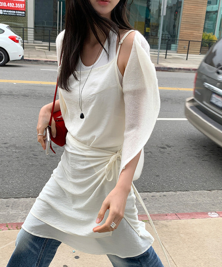 シースルーラップレイヤードワンピース IVORY