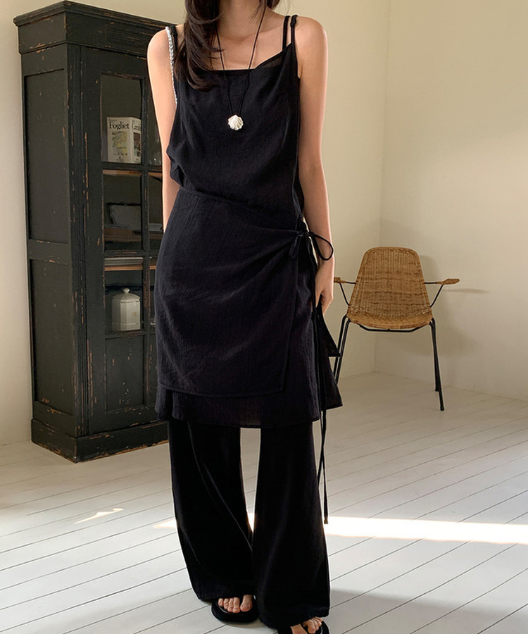 シースルーラップレイヤードワンピース BLACK