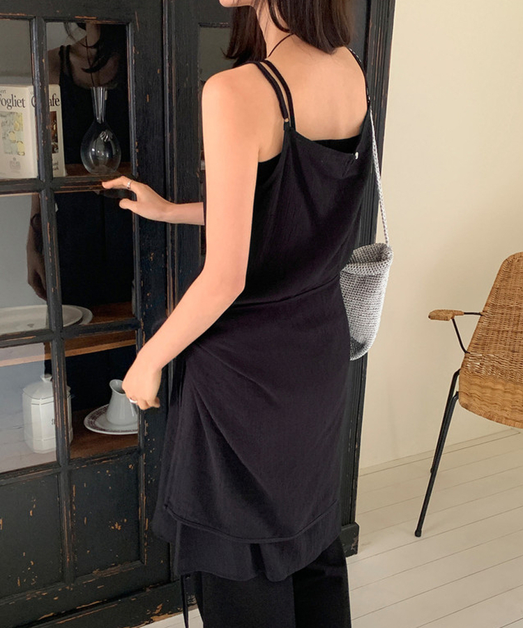 シースルーラップレイヤードワンピース BLACK