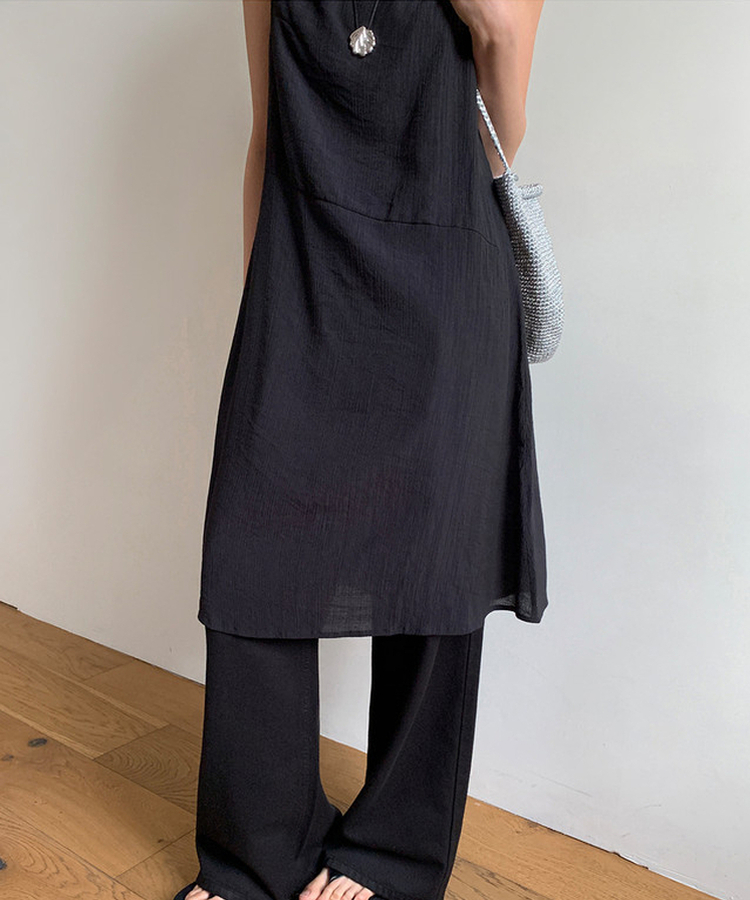 シースルーラップレイヤードワンピース BLACK