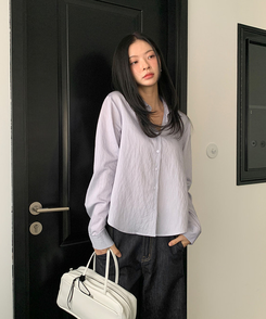 シンプルストライプシャツ MILK BLUE