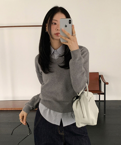 シンプルストライプシャツ MILK BLUE