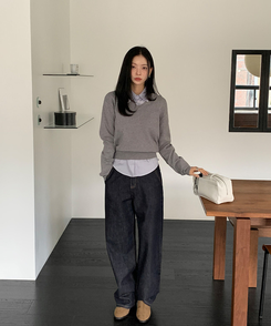 シンプルストライプシャツ MILK BLUE