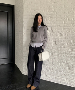 シンプルストライプシャツ MILK BLUE