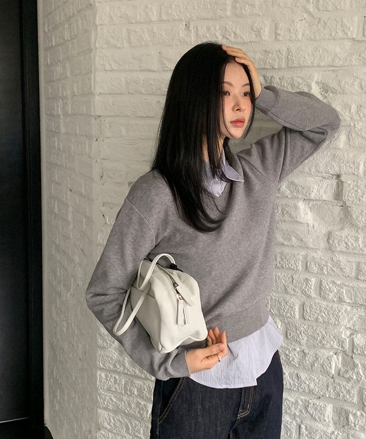 シンプルストライプシャツ MILK BLUE