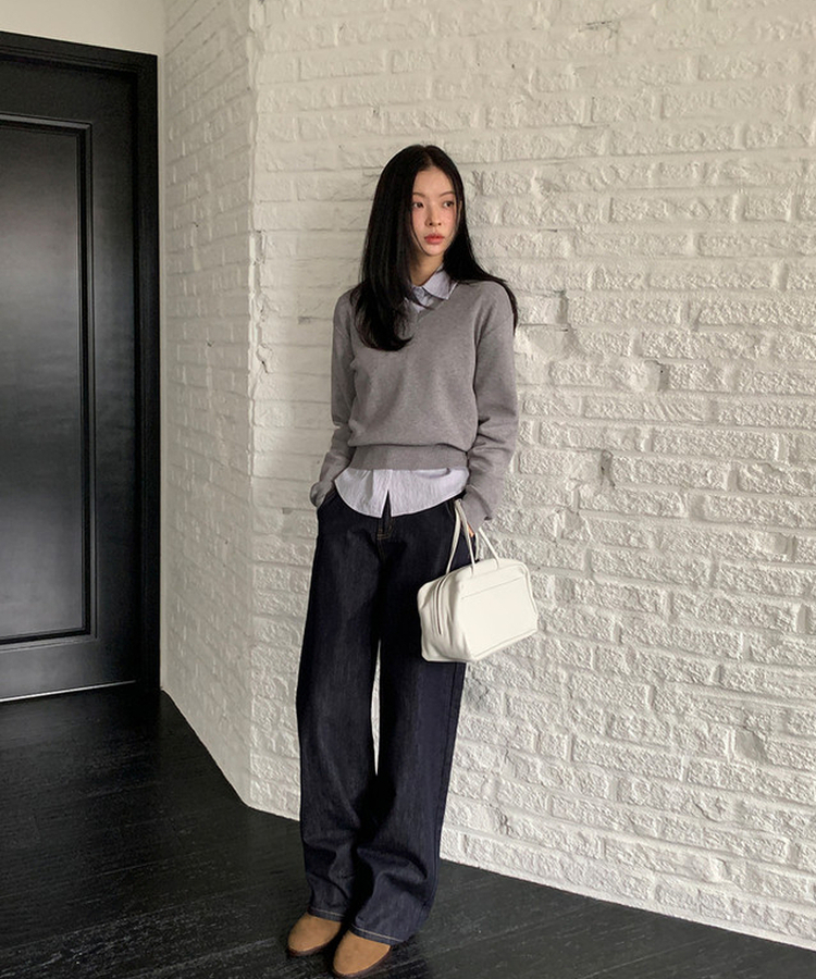 シンプルストライプシャツ MILK BLUE