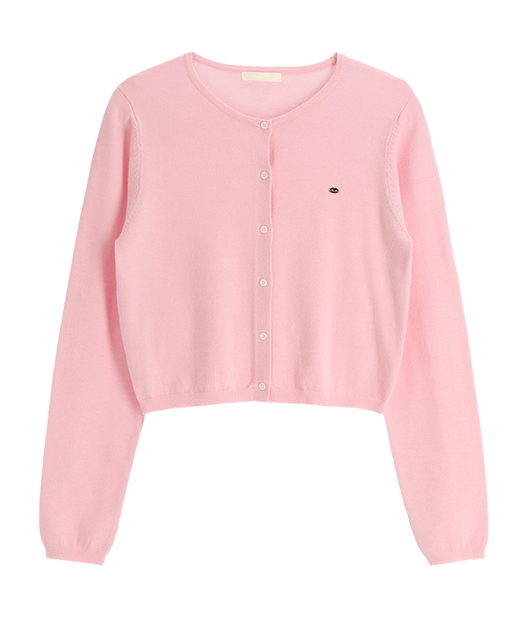 (なめらかタッチ / 華奢見え / デイリーカーディガン♥) シルバーペンダント付き ベーシックラウンドカーディガン