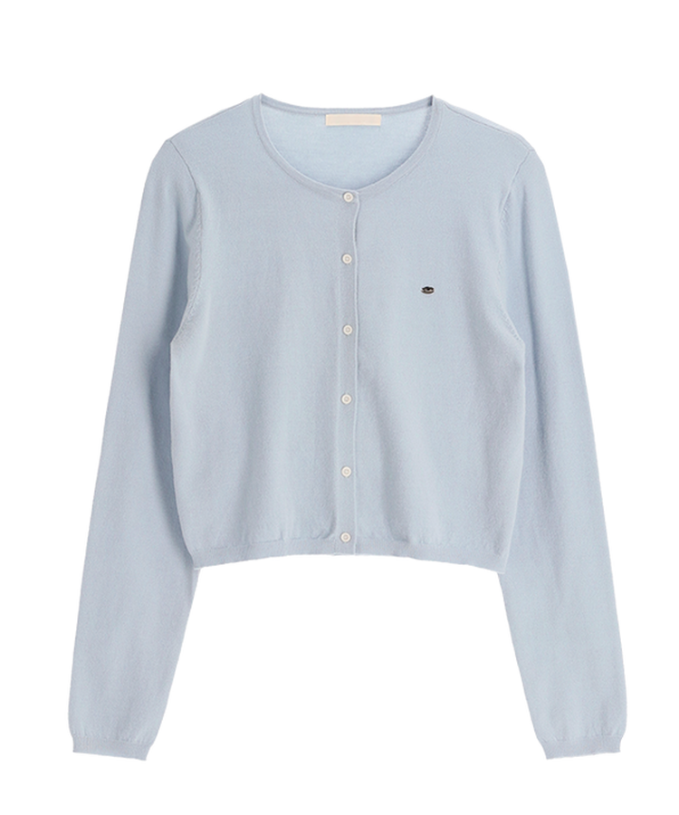 (なめらかタッチ / 華奢見え / デイリーカーディガン♥) シルバーペンダント付き ベーシックラウンドカーディガン