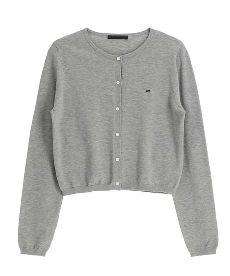 (なめらかタッチ / 華奢見え / デイリーカーディガン♥) シルバーペンダント付き ベーシックラウンドカーディガン