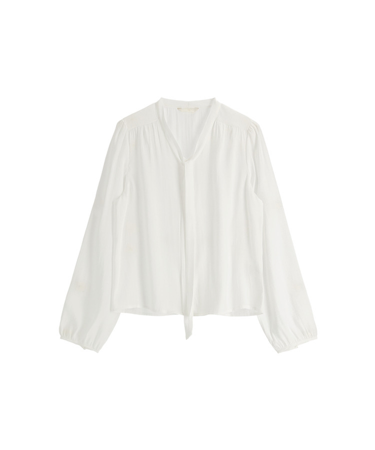 （MADE／着回し力抜群／シワになりにくい／ベストセラー♥）タイ付き 長袖ブラウス