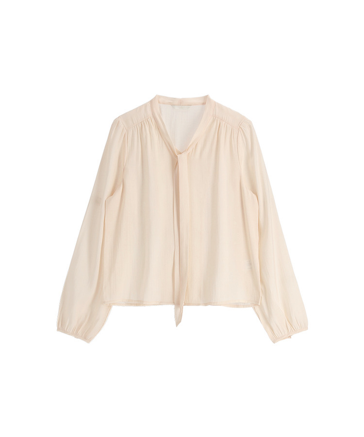 （MADE／着回し力抜群／シワになりにくい／ベストセラー♥）タイ付き 長袖ブラウス