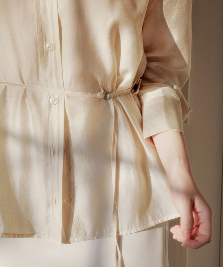 (MADE / ベルトセット / 春バージョン♥) テンセルDリングベルト付きシャツブラウス CREAM