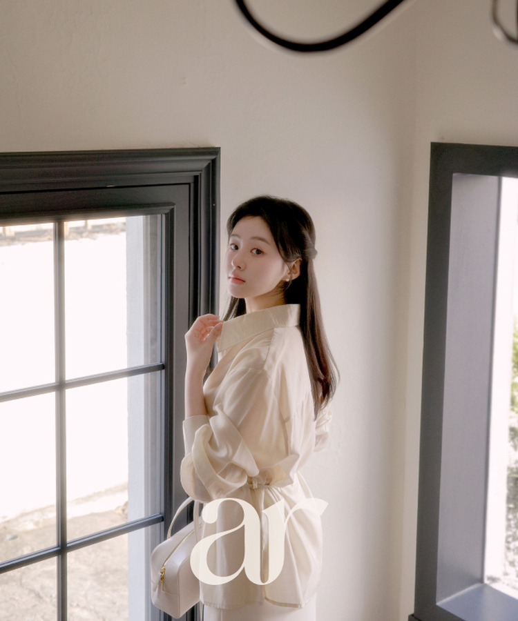 (MADE / ベルトセット / 春バージョン♥) テンセルDリングベルト付きシャツブラウス CREAM