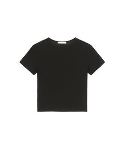 (モダール＋しっかりスパン／細見えフィット)   コットン 無地 クロップド 半袖Tシャツ