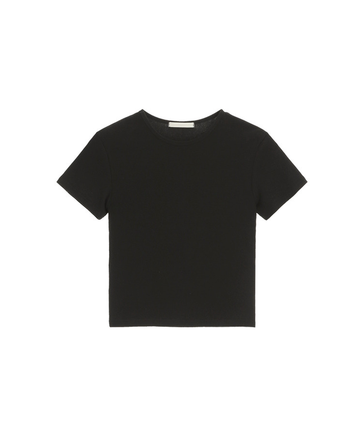 (モダール＋しっかりスパン／細見えフィット)   コットン 無地 クロップド 半袖Tシャツ