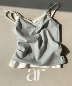 (単品でもOK／デイリーインナー／華奢シャーリング)   Vネック シャーリング スリーブレス キャミソール