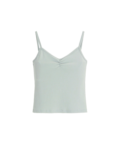 (単品でもOK／デイリーインナー／華奢シャーリング)   Vネック シャーリング スリーブレス キャミソール