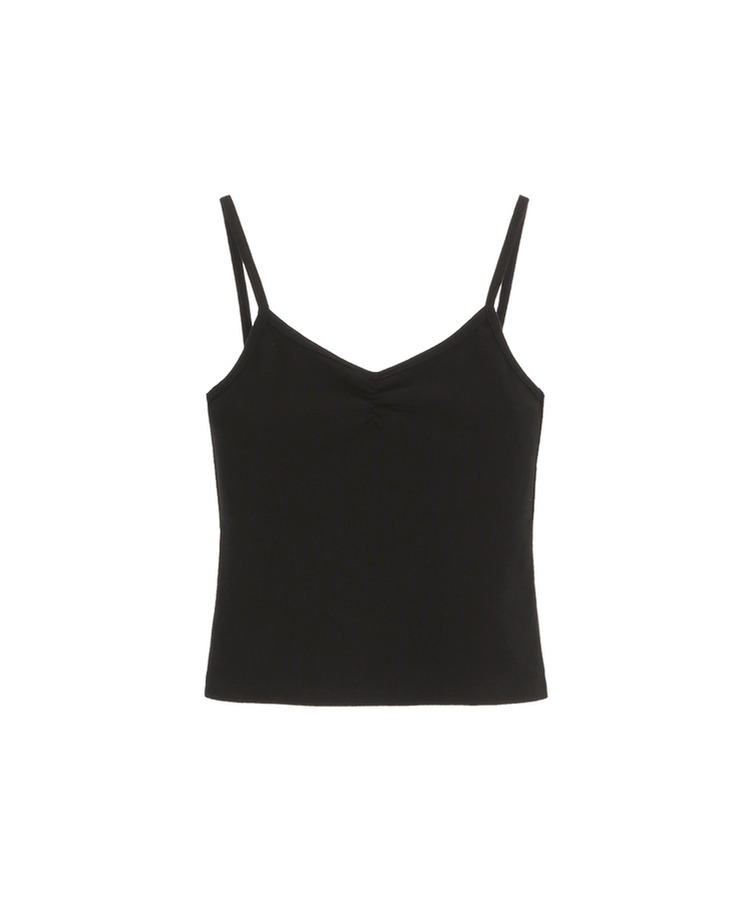 (単品でもOK／デイリーインナー／華奢シャーリング)   Vネック シャーリング スリーブレス キャミソール