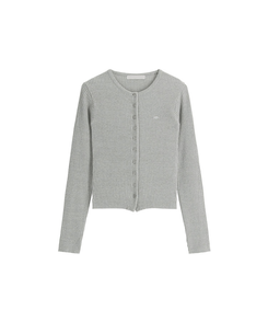 (MADE / Easy Washable / 2 Neck Types / Soft & Stretchy) Mother-of-Pearl Pendant Ribbed Knit Cardigan