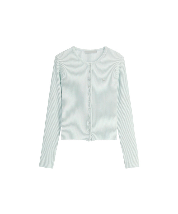 (MADE / Easy Washable / 2 Neck Types / Soft & Stretchy) Mother-of-Pearl Pendant Ribbed Knit Cardigan