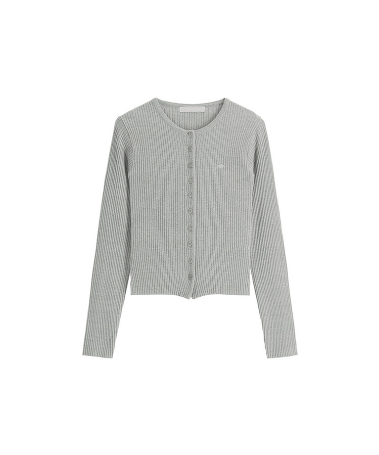 (MADE / Easy Washable / 2 Neck Types / Soft & Stretchy) Mother-of-Pearl Pendant Ribbed Knit Cardigan