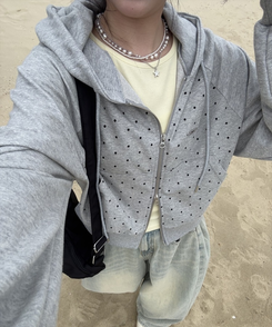 【✔企画】ドットナグランフードジップアップ MELANGE