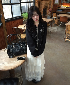 【✔企画】ドットナグランフードジップアップ BLACK