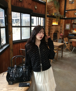 【✔企画】ドットナグランフードジップアップ BLACK