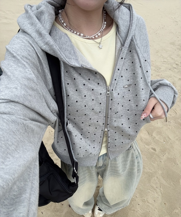 【✔기획】도트나그랑후드집업 멜란지