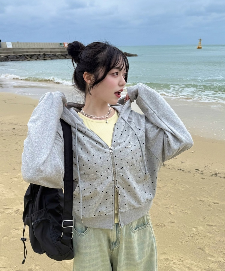 【✔기획】도트나그랑후드집업 멜란지