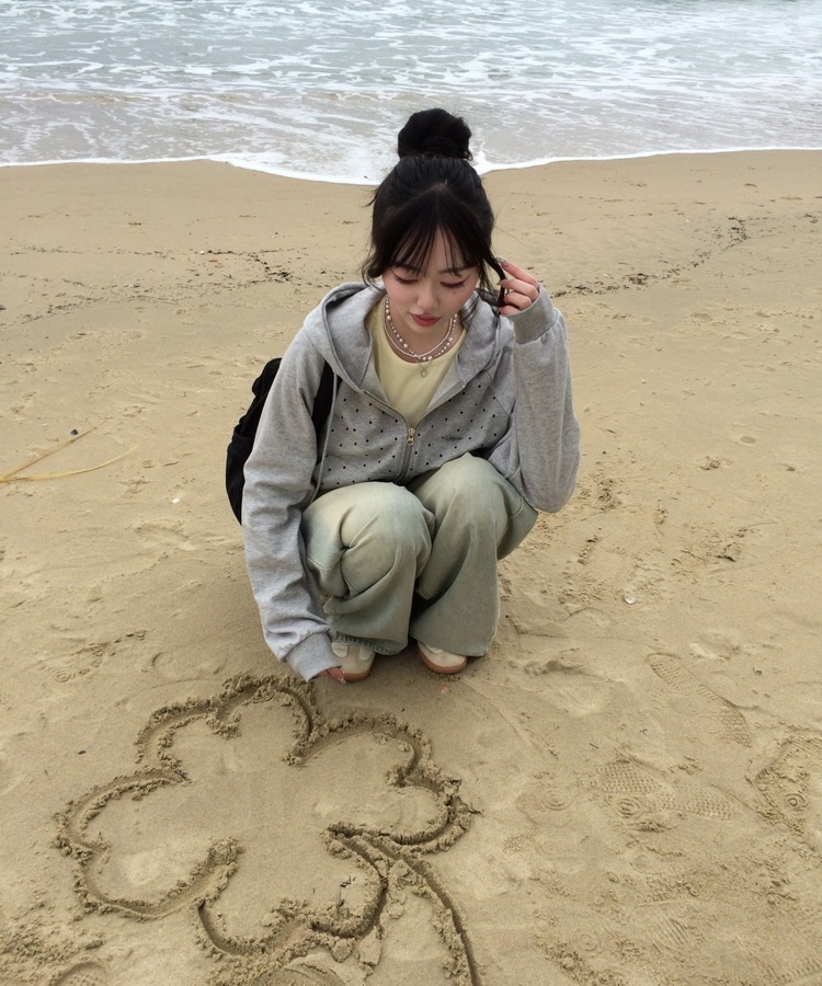 【✔기획】도트나그랑후드집업 멜란지