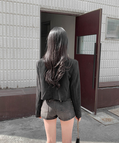 スエードクロップジャケット BLACK