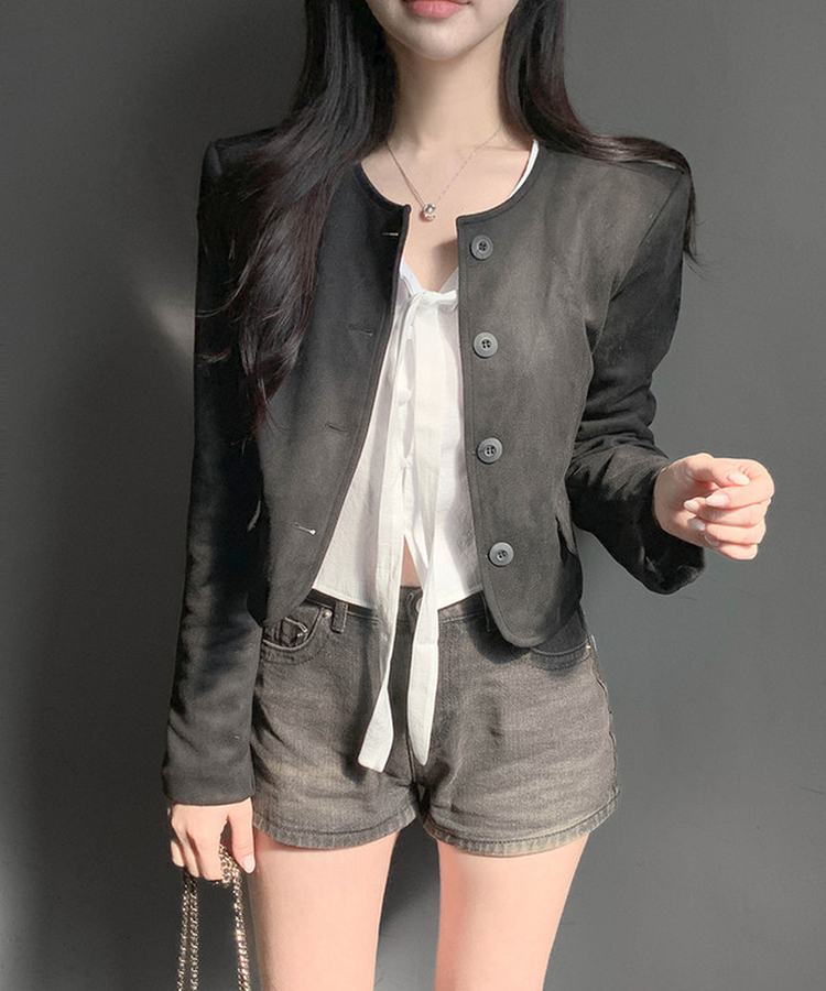 スエードクロップジャケット BLACK