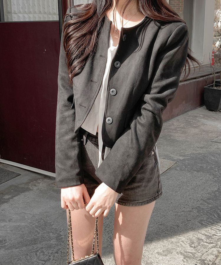 スエードクロップジャケット BLACK