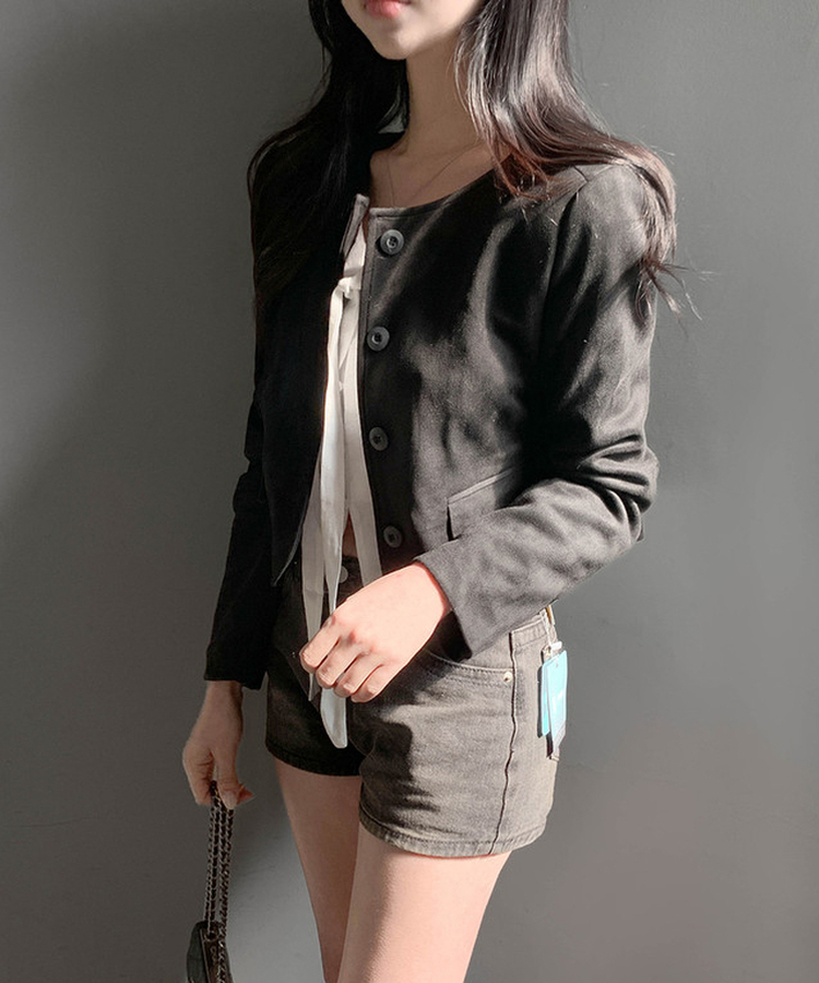 スエードクロップジャケット BLACK