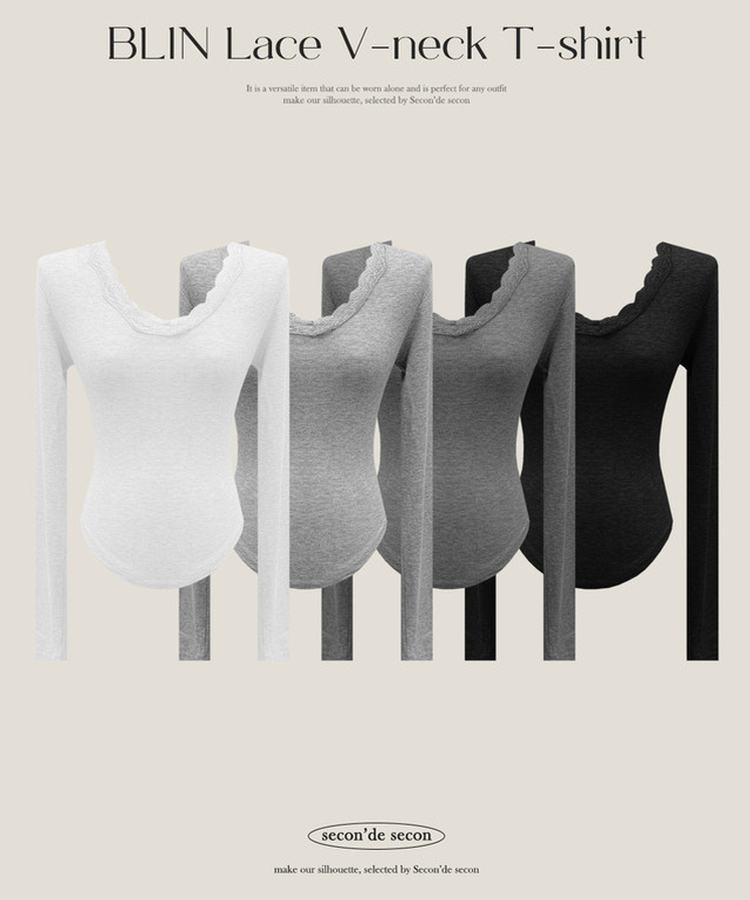 レースVネックTシャツ
