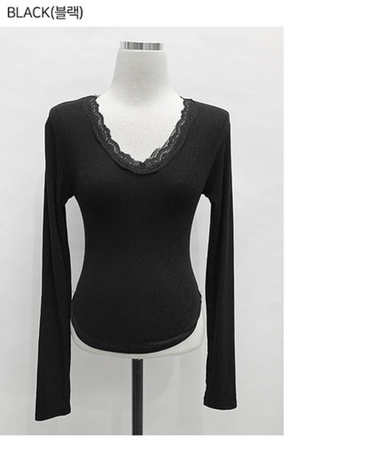 レースVネックTシャツ