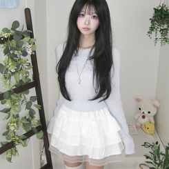 リボンティアードミニスカート WHITE