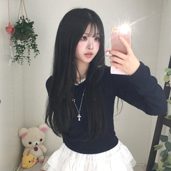 レースシアリング長袖Tシャツ NAVY