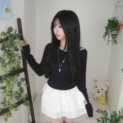 レースシアリング長袖Tシャツ NAVY