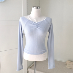 レースシアリング長袖Tシャツ